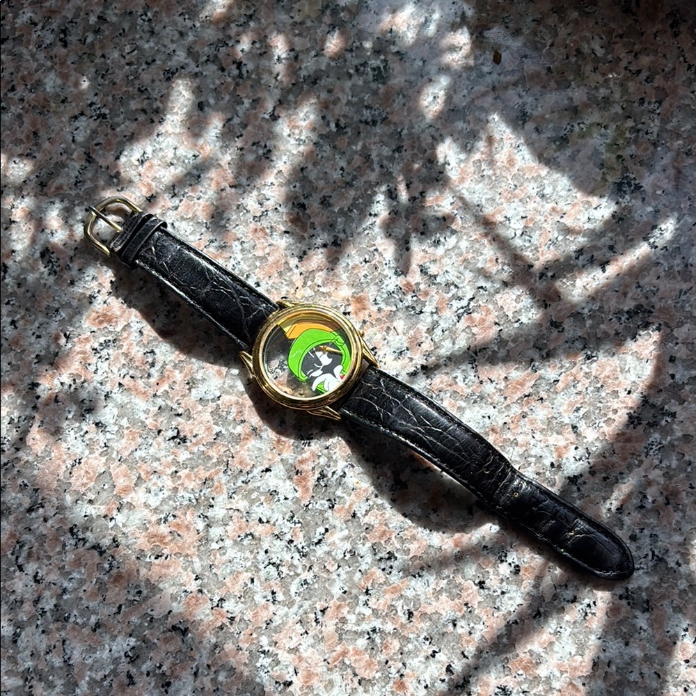 Black Leather Cartoon Character Watch